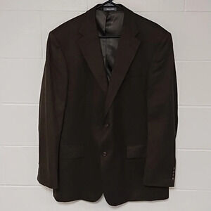 Oscar De Larenta 100% Wool Blazer suit Coat Jacket Brown & Black 46 Long